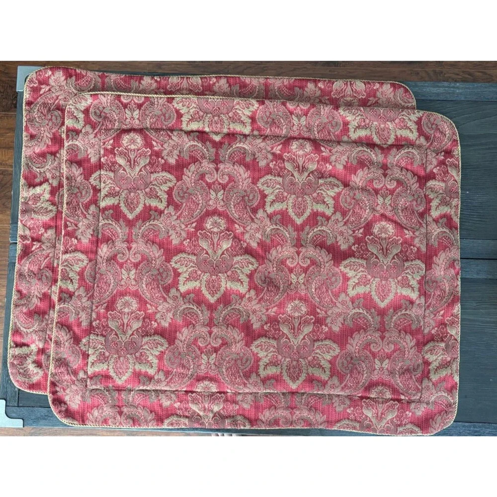 Croscill Shams Set of 2 Bellisima Red Gold Paisley Medallion King Pillow 38”x24”